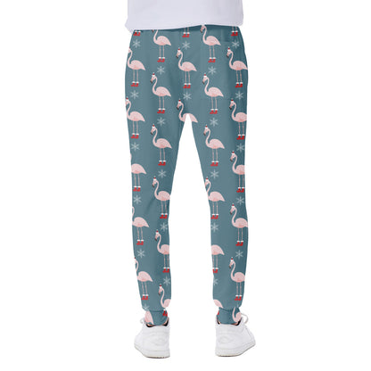 Christmas Snowy Flamingo Pattern Print Scuba Joggers