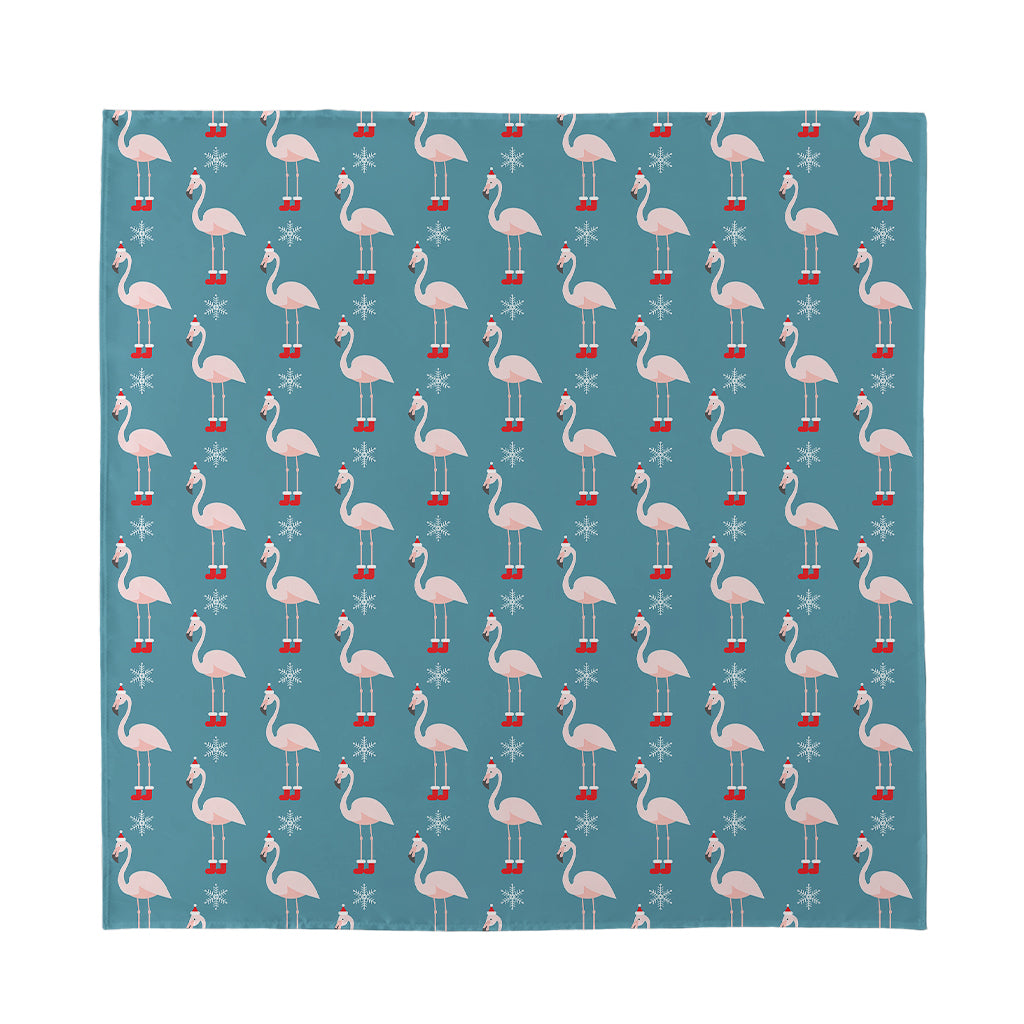 Christmas Snowy Flamingo Pattern Print Silk Bandana