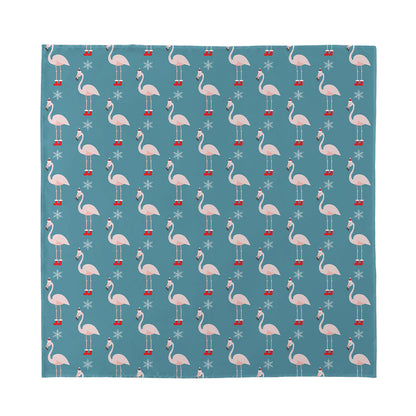Christmas Snowy Flamingo Pattern Print Silk Bandana
