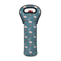 Christmas Snowy Flamingo Pattern Print Single Neoprene Wine Tote
