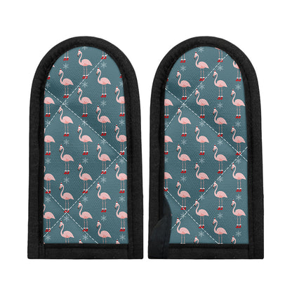 Christmas Snowy Flamingo Pattern Print Skillet Handle Cover