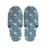 Christmas Snowy Flamingo Pattern Print Slippers