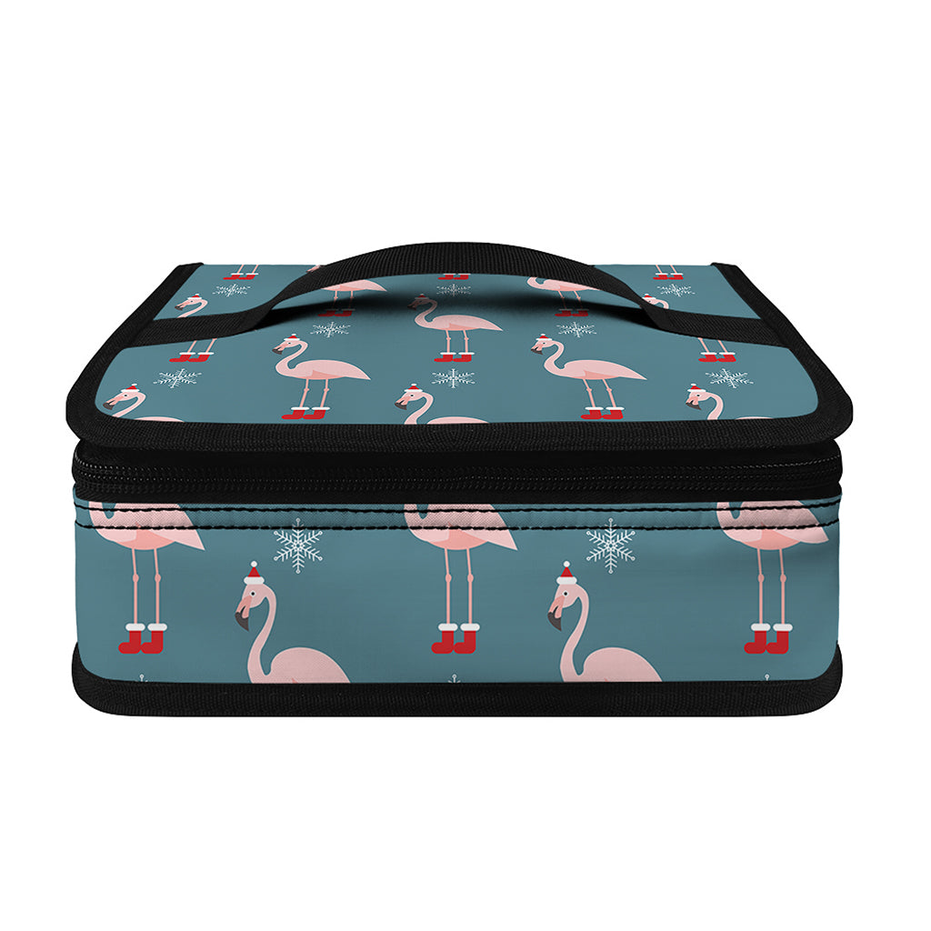 Christmas Snowy Flamingo Pattern Print Small Lunch Bag