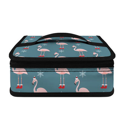 Christmas Snowy Flamingo Pattern Print Small Lunch Bag