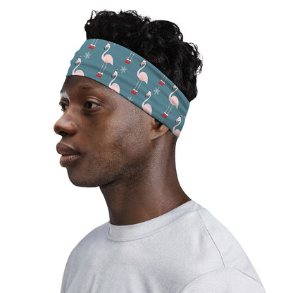 Christmas Snowy Flamingo Pattern Print Sports Headband