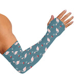 Christmas Snowy Flamingo Pattern Print Sun Protection Arm Sleeves
