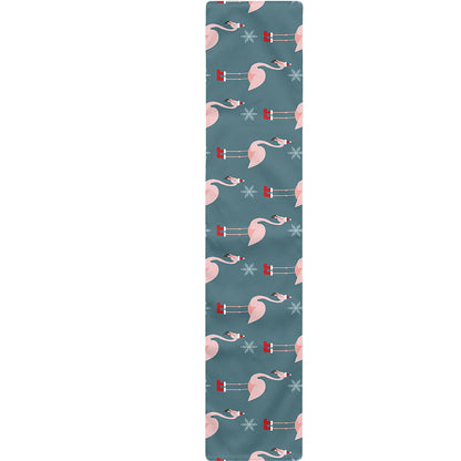 Christmas Snowy Flamingo Pattern Print Table Runner
