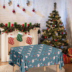 Christmas Snowy Flamingo Pattern Print Tablecloth