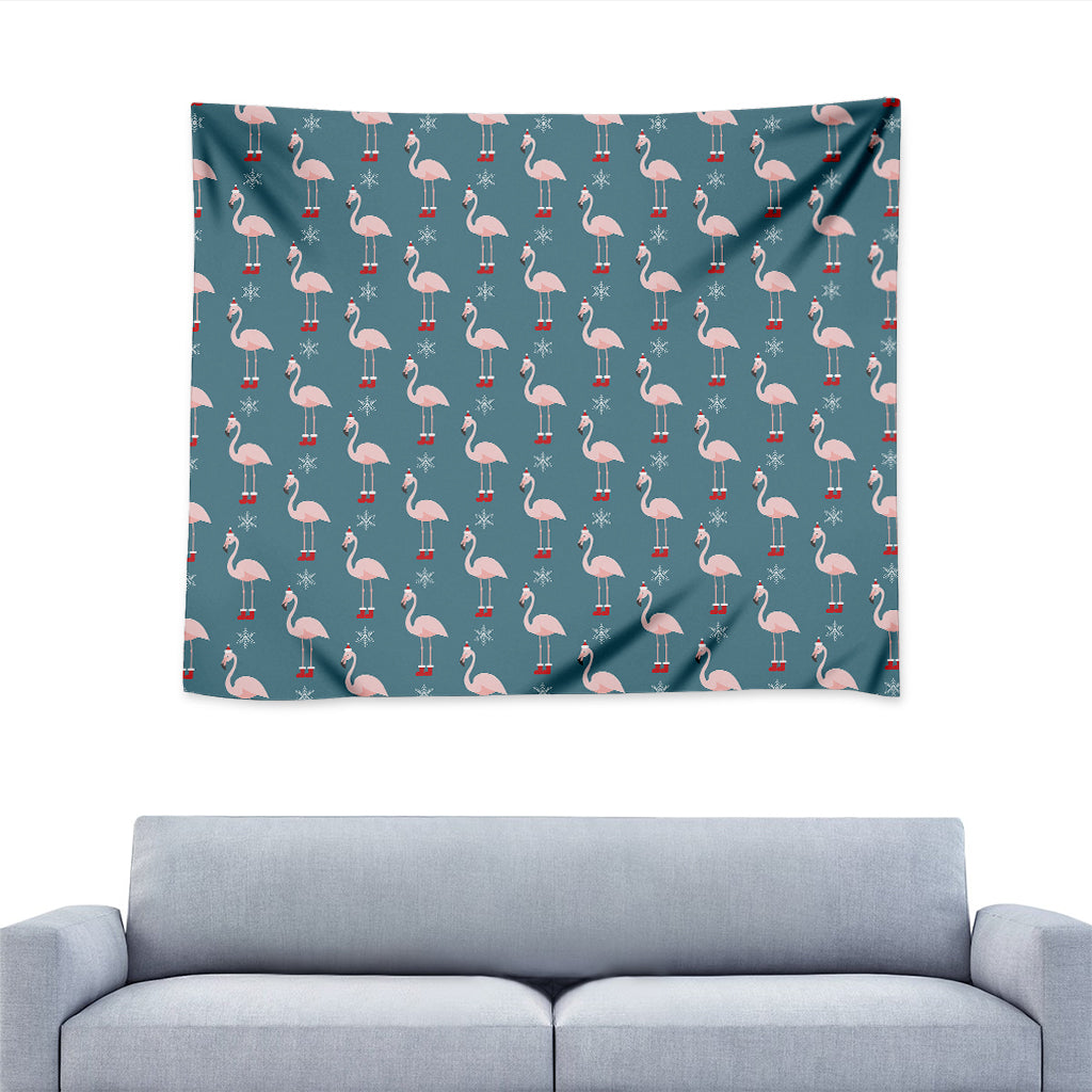 Christmas Snowy Flamingo Pattern Print Tapestry