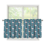 Christmas Snowy Flamingo Pattern Print Tier Curtains