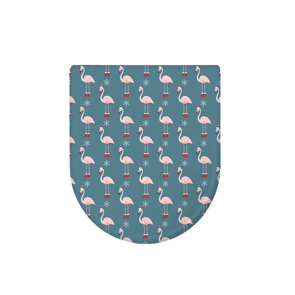 Christmas Snowy Flamingo Pattern Print Toilet Lid Cover