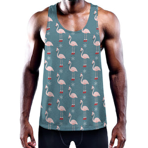 Christmas Snowy Flamingo Pattern Print Training Tank Top