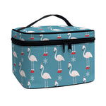 Christmas Snowy Flamingo Pattern Print Travel Makeup Bag