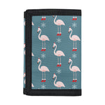 Christmas Snowy Flamingo Pattern Print Trifold Wallet