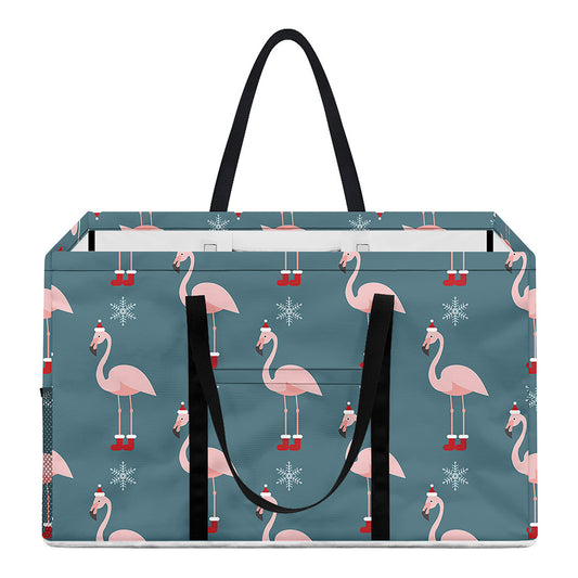 Christmas Snowy Flamingo Pattern Print Utility Tote Bag