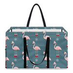 Christmas Snowy Flamingo Pattern Print Utility Tote Bag