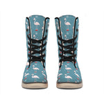 Christmas Snowy Flamingo Pattern Print Winter Boots