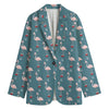 Christmas Snowy Flamingo Pattern Print Women's Blazer