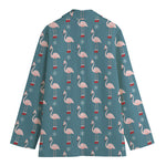 Christmas Snowy Flamingo Pattern Print Women's Blazer