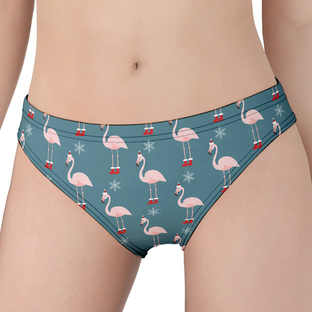 Christmas Snowy Flamingo Pattern Print Women's Panties