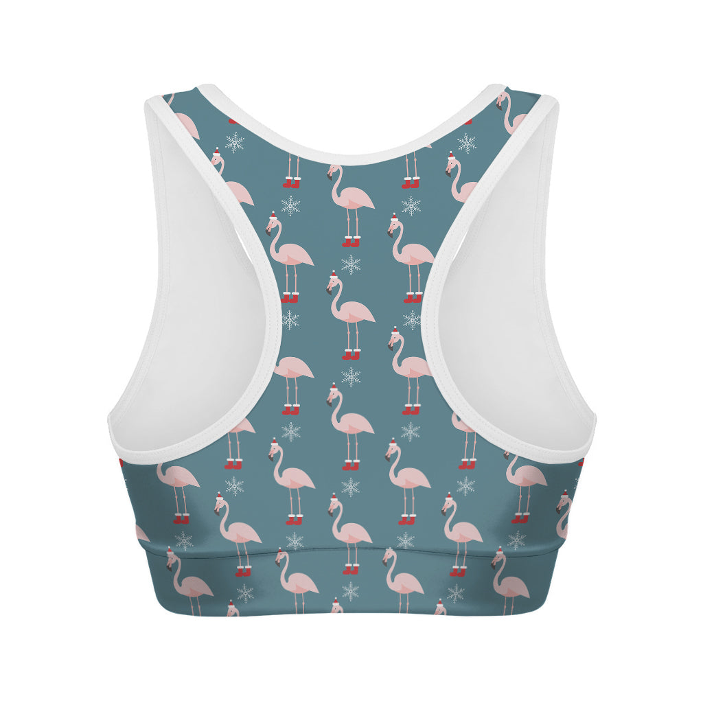Christmas Snowy Flamingo Pattern Print Women's Sports Bra