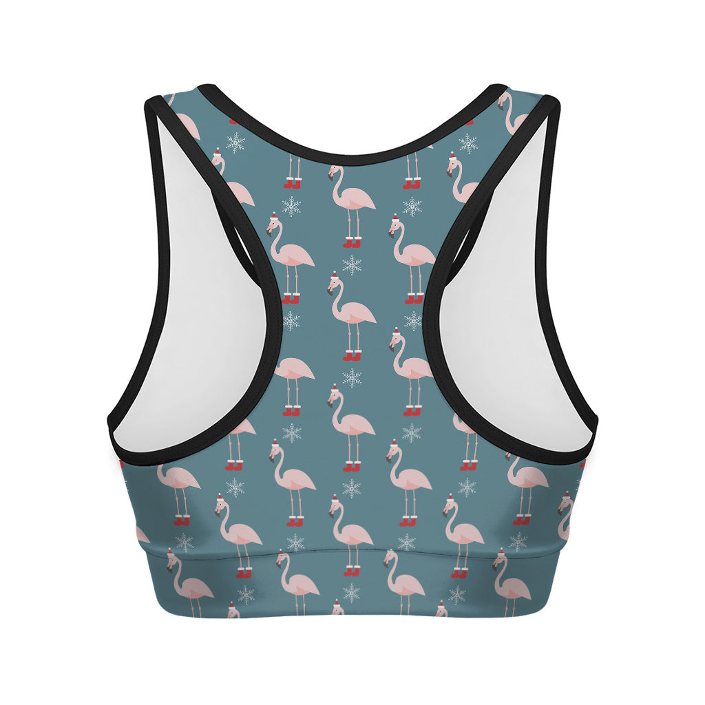 Christmas Snowy Flamingo Pattern Print Women's Sports Bra