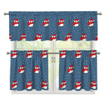 Christmas Snowy Penguin Pattern Print 3 Piece Kitchen Curtains