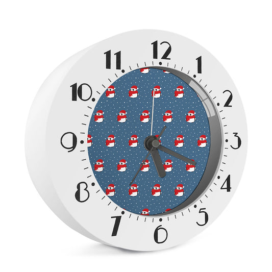 Christmas Snowy Penguin Pattern Print Alarm Clock