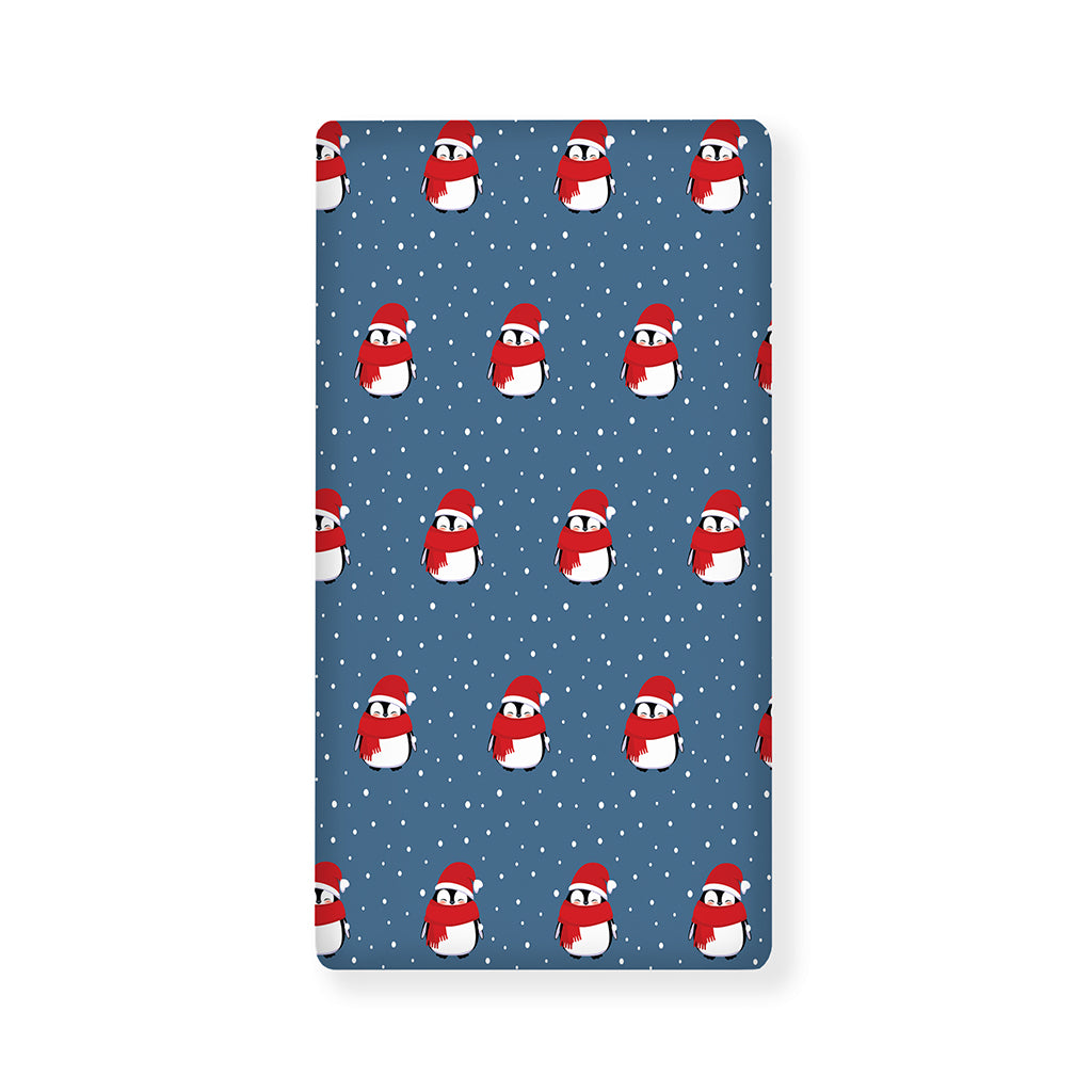 Christmas Snowy Penguin Pattern Print Baby Crib Sheet