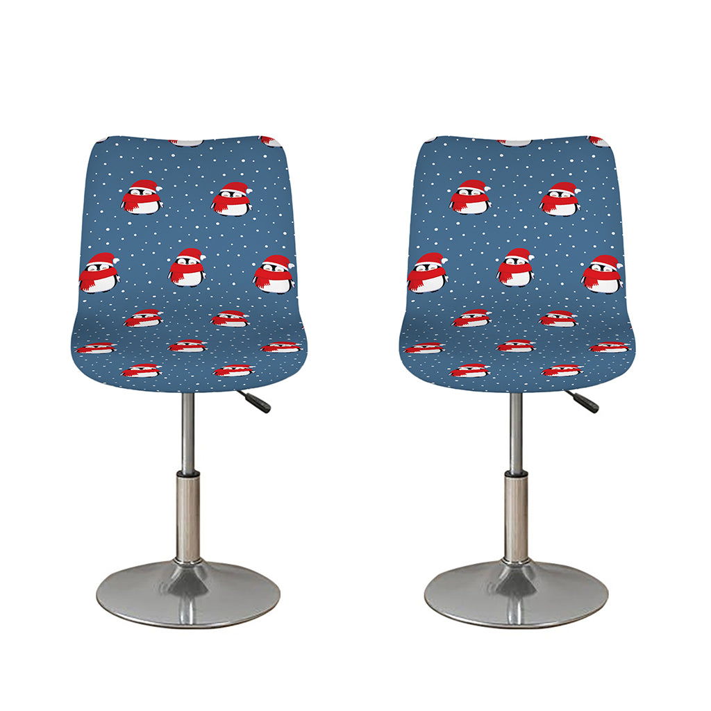 Christmas Snowy Penguin Pattern Print Bar Stool Covers