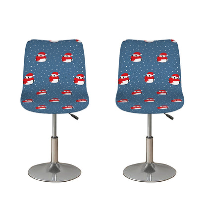 Christmas Snowy Penguin Pattern Print Bar Stool Covers