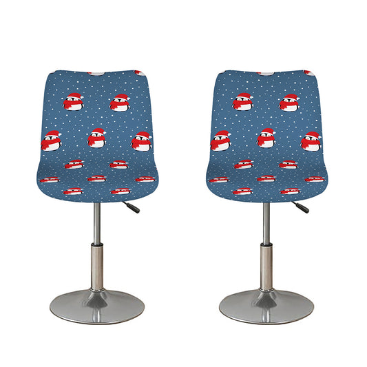 Christmas Snowy Penguin Pattern Print Bar Stool Covers