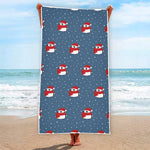 Christmas Snowy Penguin Pattern Print Beach Towel