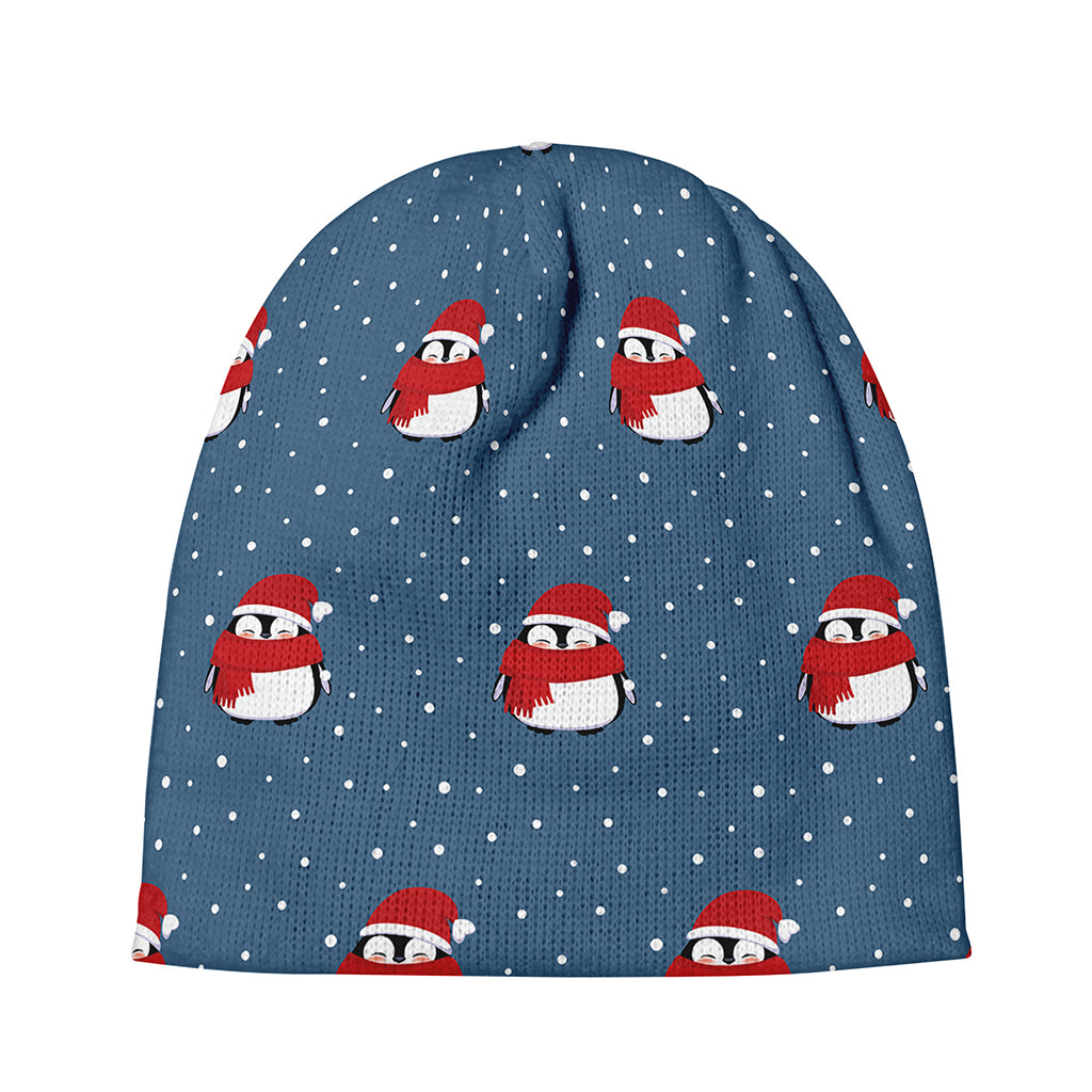 Christmas Snowy Penguin Pattern Print Beanie