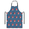 Christmas Snowy Penguin Pattern Print Bib Apron With Pocket