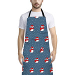 Christmas Snowy Penguin Pattern Print Bib Apron With Pocket