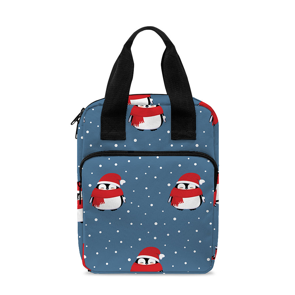 Christmas Snowy Penguin Pattern Print Bible Tote Bag