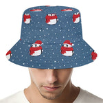 Christmas Snowy Penguin Pattern Print Bucket Hat