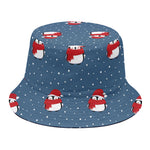 Christmas Snowy Penguin Pattern Print Bucket Hat