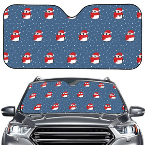 Christmas Snowy Penguin Pattern Print Car Windshield Sun Shade