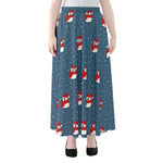 Christmas Snowy Penguin Pattern Print Chiffon Maxi Skirt