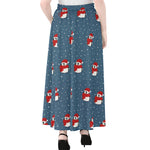 Christmas Snowy Penguin Pattern Print Chiffon Maxi Skirt