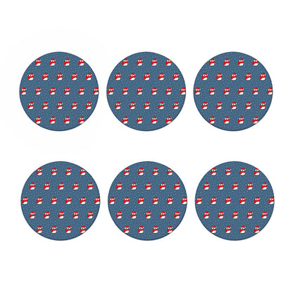 Christmas Snowy Penguin Pattern Print Coaster Set