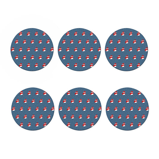 Christmas Snowy Penguin Pattern Print Coaster Set