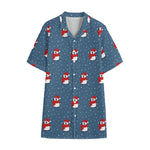 Christmas Snowy Penguin Pattern Print Cotton Hawaiian Shirt