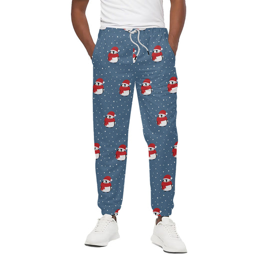 Christmas Snowy Penguin Pattern Print Cotton Pants