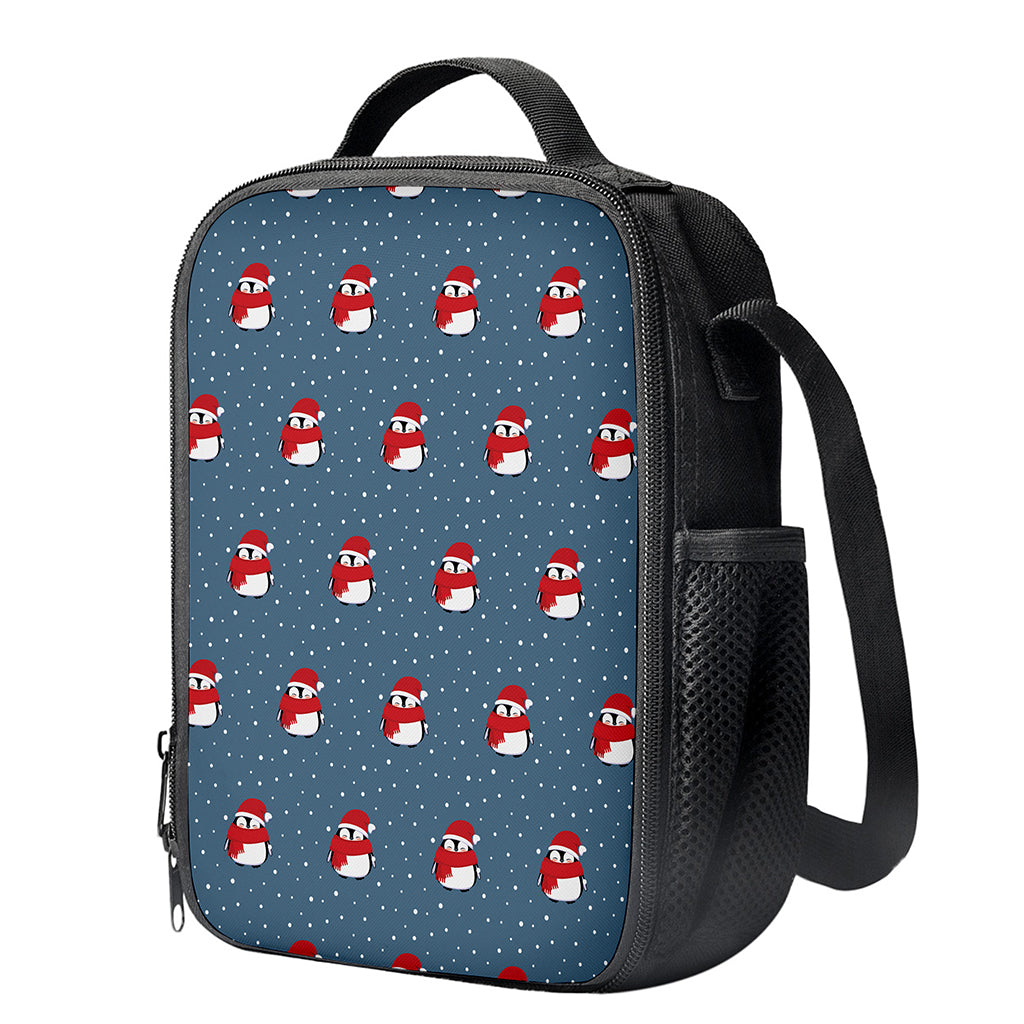 Christmas Snowy Penguin Pattern Print Crossbody Lunch Bag
