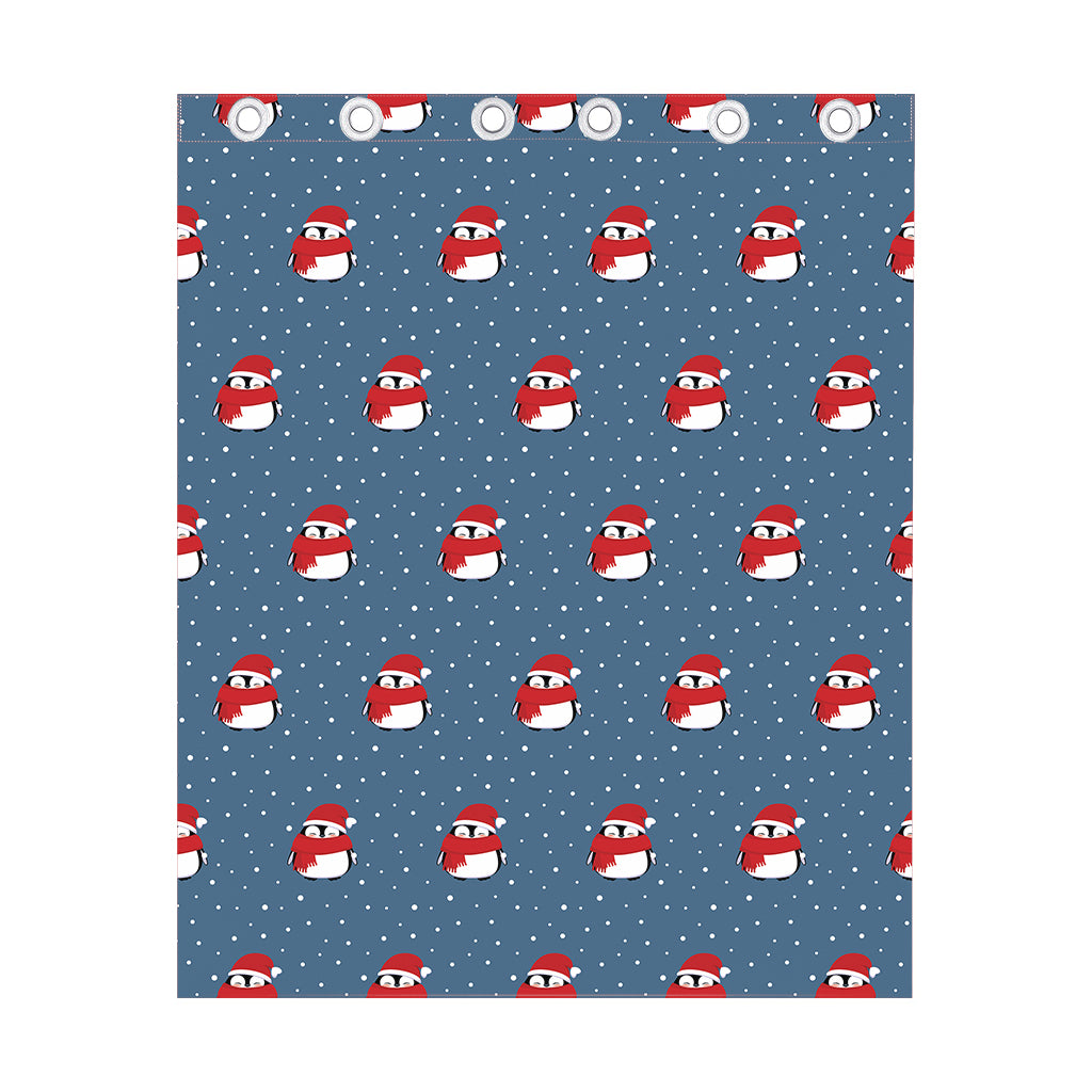 Christmas Snowy Penguin Pattern Print Curtain