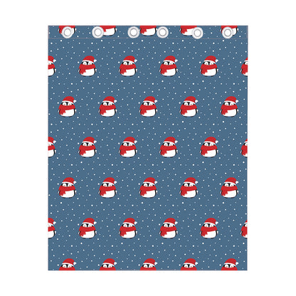 Christmas Snowy Penguin Pattern Print Curtain