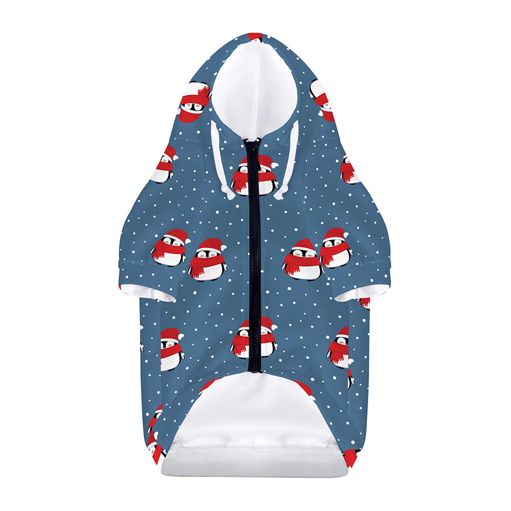 Christmas Snowy Penguin Pattern Print Dog Zip Up Hoodie